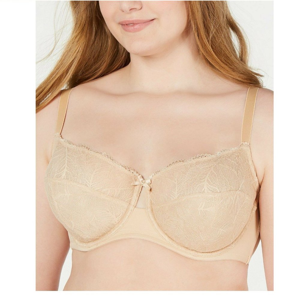 INC International Concepts Women's Plus Size Unlined Lace Bra, 38DDD, Beige